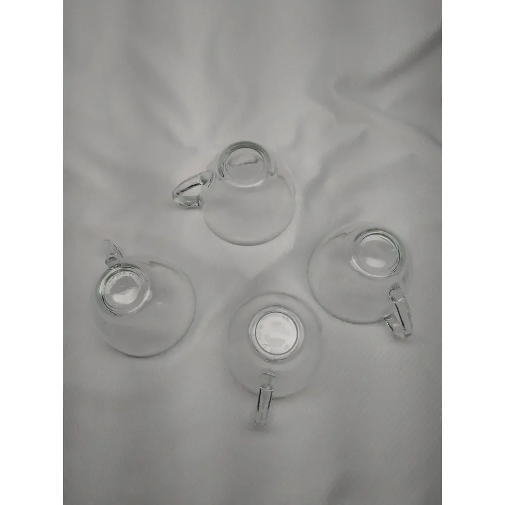 Arcoroc J.G. Durand Cristelle Clear Glass Tea Cups Set 4 New In Box 1980s